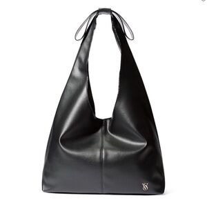 🆕 Victoria’s Secret Black Vegan Leather Bow Tote Bag